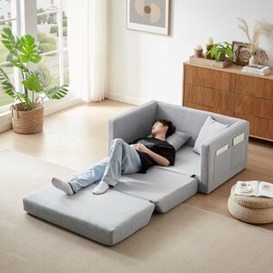 2 seater sofa ソファ 2人掛け 収納付き ファブリック 両側に肘掛け付き 木脚外し可能 ローソファ コンパクト