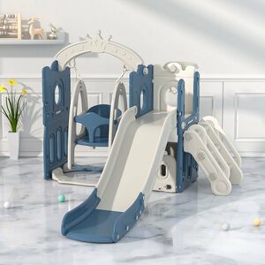  slipping pcs slide swing swing large playground equipment storage Space slider interior Kids Kids park . basket goal gray + navy 