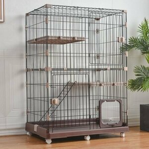 cat cage storage type cat cage 2 step 1 step 2 step possibility with casters cat house [ Brown ]
