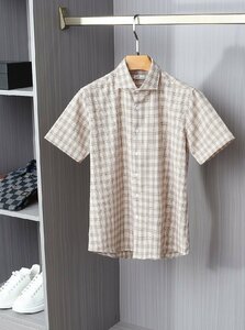 送料無料　キトン　KITON　メンズ　シャツ　半袖　チェック柄　ビジネス　カジュアル　新品　M-XXXL　サイズ選択可能　4190