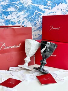 バカラ Baccarat HARCOURT ヴィンテージ　グラス　大理石　杯　ワイングラス　１点のみ　ブラック　箱付き 3766