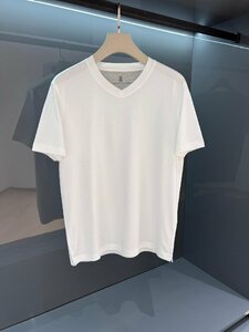 送料無料　ブルネロクチネリ　BRUNELLO CUCINELLI メンズ　Tシャツ　無地　シンプル　半袖　Vネック　M-3XL　サイズ選択可能 ホワイト 4353