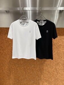 送料無料　ブルネロクチネリ　BRUNELLO CUCINELLI メンズ　Tシャツ　刺繍ロゴ　シンプル　コットン　半袖　M-3XL　サイズ選択可能 黒 4333