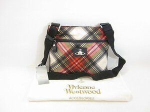 Vivienne Westwood/ヴィヴィアン ウエストウッド ダーヒー オーブ ショルダーバッグ 斜め掛け タータンチェック柄 レディース レッド系