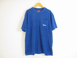 SUPREME / シュプリーム 19ss Terry Pocket Tee ポケットTシャツ パイル地 刺繍ロゴ サイズ : S ブルー
