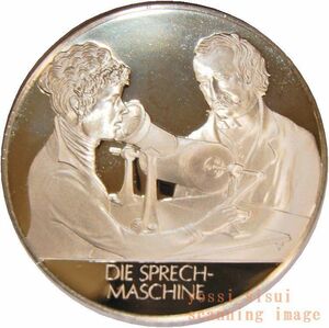 レア 限定品 美品 ドイツ造幣局 人類の技術史 偉人 トーマス エジソン 蓄音機 フォノグラフ 発明 純銀製 銀製 メダル コイン 記章 章牌