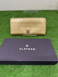 【s2966】☆良品☆ CLATHAS クレイサス ベティ　長財布　L字ファスナー　エナメル　モノグラム　ロゴ金具　ゴールド 