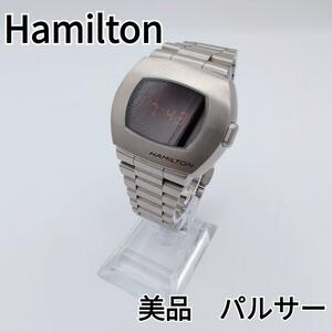 腕時計 メンズ ハミルトン クォーツ ケース幅35mm パルサー ステンレスベルト シルバー/レッド色 HAMILTON 161952414130