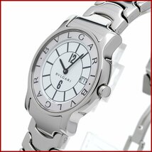 ブルガリ メンズ 腕時計 ソロテンポ ST35S SS ステンレススチール ホワイト文字盤 腕回り18cm 美品 新品仕上げ済み_画像2