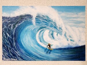 Art hand Auction パステル画 海の絵 サーフィン サーフィンの絵 絵画 アート 風景画, 美術品, 絵画, パステル画, クレヨン画