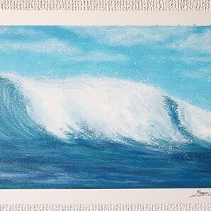風景画　海の絵　海　パステル画　アート　インテリア　絵画　サーフィン　サーフィンの絵　サーファー