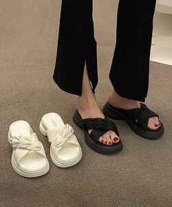  толщина низ сандалии шлепанцы сандалии Корея способ 24.0cm слоновая кость 