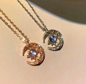 【即日発送】韓国 月ネックレス ピンクゴールド 星 ダイヤモンド