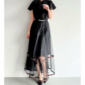 チュールスカート　ロングスカート　レディース　INS　韓国ファッション　デザイン　春夏 フリー ホワイト