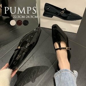  lady's pumps mules shoes enamel low . heel wine red black white black 24.0cm(38) eggshell white 