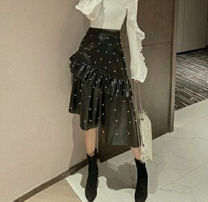  miniskirt asimeto Lee frill skirt simple casual lovely S black 