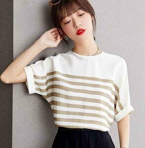  short sleeves tops switch bai color body type cover put on .. border pattern simple L white 