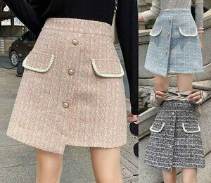  miniskirt check pattern autumn winter lovely beautiful . stylish L black 