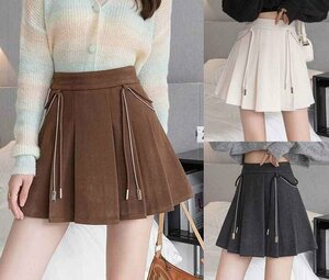  miniskirt high waist frill casual lovely autumn winter bottoms [ large size equipped ] S eggshell white 