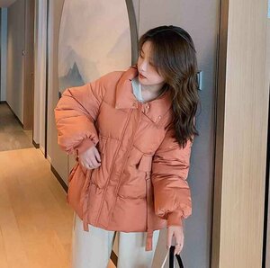 韓国風 レディースコート トップス ファッション厚いコート L ベージュ