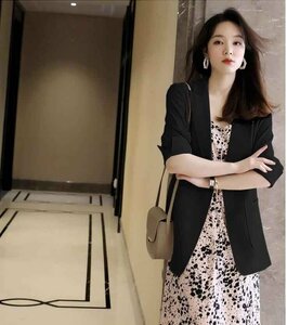  suit jacket lady's large size spring autumn beautiful . office work commuting 2XL black ( jacket )