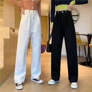 カジュアル ワイドパンツ ロングパンツ ジーンズ チノパンツ XL ホワイト