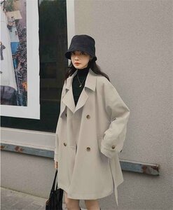 韓国ファッション トレンチコート カジュアル 可愛い S ブラウン