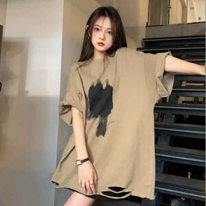 韓国風 女夏新しい 大きいサイズ半袖Tシャツ 気質ファッションTシャツ 学生Tシャツ 2XL ホワイト