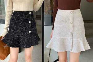  miniskirt tight skirt frill skirt lovely bottoms casual autumn winter S black 