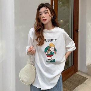 トップス Tシャツ ゆるい 韓国ファッション ビンテージ 半袖 XL オレンジ