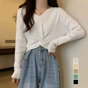 フロントツイスト ニットプルオーバー秋服 フリー ベージュ