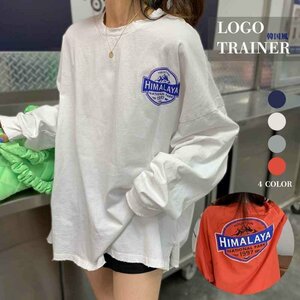 Tシャツ レディース 長袖 韓国 L オレンジ