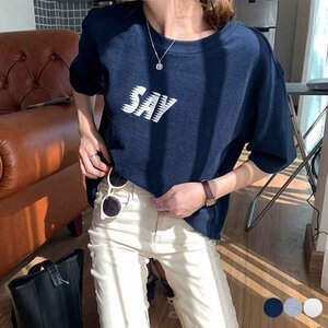 Tシャツ レディーストップス 半袖 カットソー 韓国ファッション 体型カバー フリー グレー