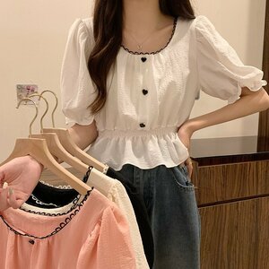 ショート丈Tシャツ ファッション デザイン かわいい レディース フリー ピンク