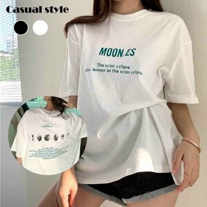 半袖Tシャツ レディース 韓国 英字ロゴ フリー ホワイト