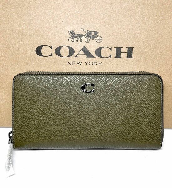 コーチ COACH 長財布 ラウンドファスナ モスグリーン 新品