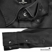 201355-bk BlackVaria 無地 ドゥエボットーニ パウダーサテン ドレスシャツ スナップダウン メンズ(ブラック黒) XL きれいめ パーティー_画像5