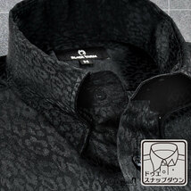 181710-bk BLACK VARIA ドゥエボットーニ ヒョウ柄 豹 ジャガード スナップダウン ドレスシャツ 日本製 メンズ(ブラック黒) 3L パーティー_画像1
