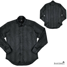 181710-bk BLACK VARIA ドゥエボットーニ ヒョウ柄 豹 ジャガード スナップダウン ドレスシャツ 日本製 メンズ(ブラック黒) L パーティー_画像6
