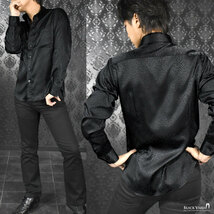 181710-bk BLACK VARIA ドゥエボットーニ ヒョウ柄 豹 ジャガード スナップダウン ドレスシャツ 日本製 メンズ(ブラック黒) M パーティー_画像3