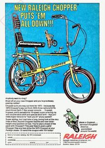 ポスター★1970年 Raleigh社 チョッパーサイクル ビンテージ広告ポスター★Drag Race/Chopper