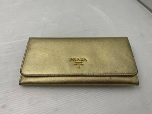 ★PRADA プラダ★本物鑑定済 長財布 ゴールド ビンテージ シミや汚れあり 財布【中古/現状品】