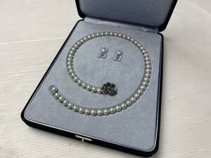 *CACHERka car kashe* pearl necklace earrings set accessory [ used / present condition goods ]