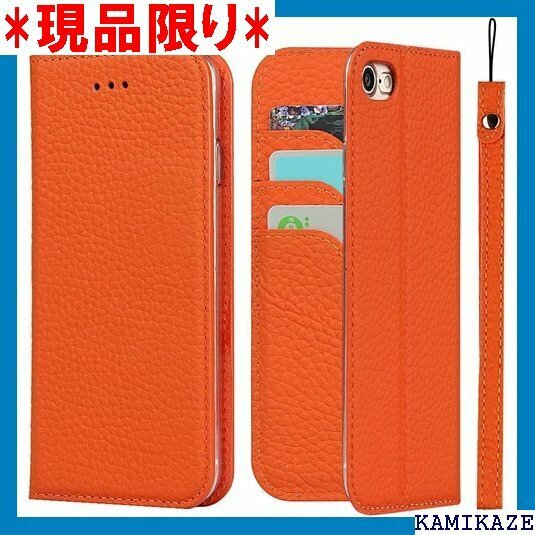 iPhone 6plus/ 6s plus ケース手帳 ス ストラップ付 ヘッドフォンケーブル 耐衝撃 オレンジ 792
