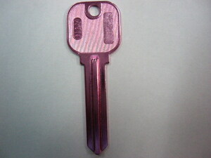 H248 カラーアルミブランクキー 1本 未使用新品 スペアキー 鍵屋 合鍵 　ピンク