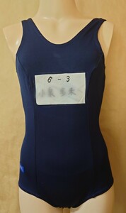 0017* swimming * navy * One-piece *.. swimsuit *S size (150 size )* double number * chronicle name some stains 