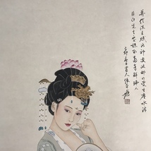 秘藏 近現代 張大千 中國畫家 人物畫 手描き 極細工 古美味 古美術 GP0508_画像2