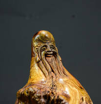 秘藏 清時代 麻梨木 彫刻寿星 手彫り 置物 極細工 古美味 古美術 GP0513_画像7