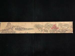 Art hand Auction 揭秘明代中国画家仇英山水画手绘精工中国古代美食古董艺术品GP0526, 艺术品, 绘画, 其他的