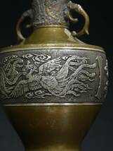 秘藏 清時代 銅 花瓶 置物 極細工 古美味 古美術 GP0509_画像5